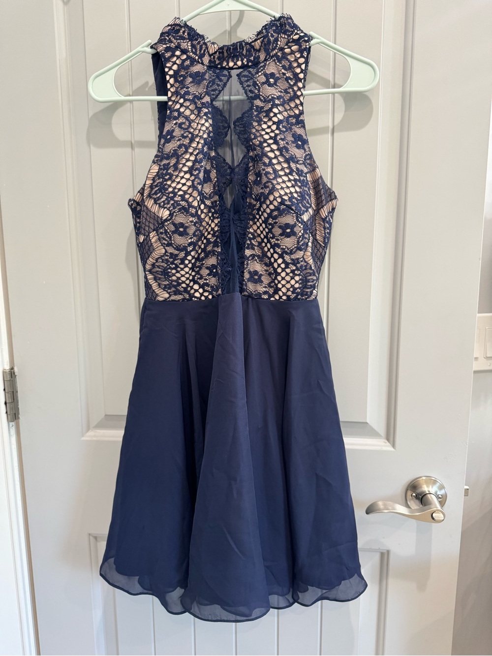 Navy Lace A-Line Cocktail Dress